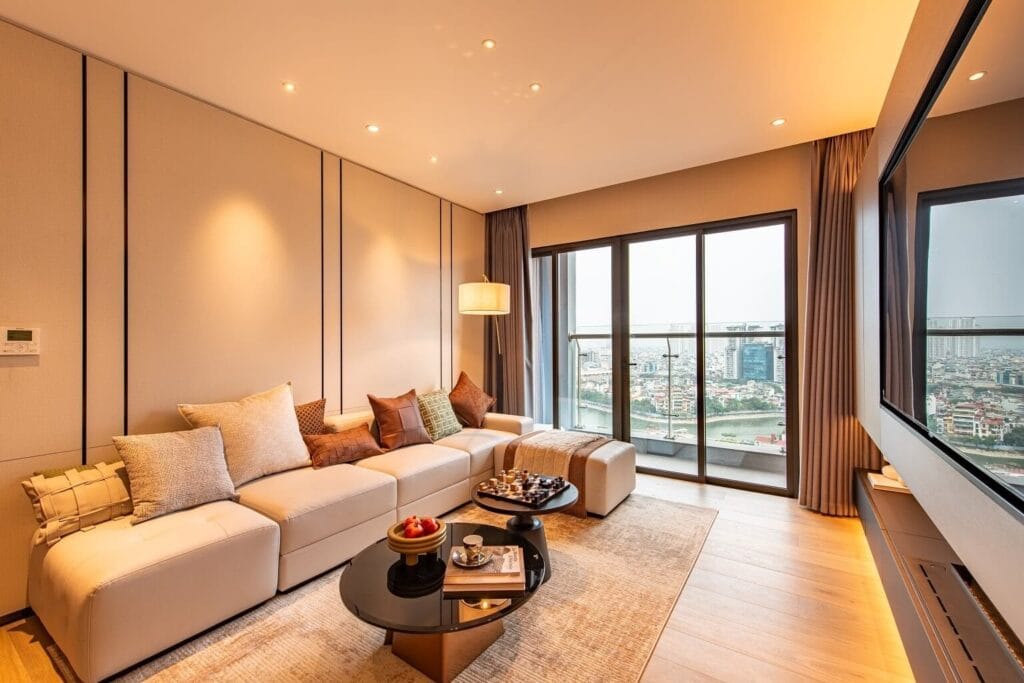 Phối cảnh phòng khách tham khảo cho căn hộ Springlight City 2 phòng ngủ